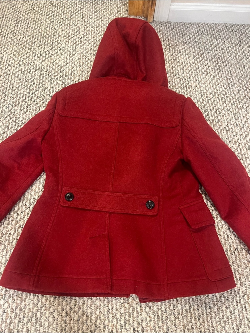 Burberry Red Hooded Toggle Women's Coat Size M - Picture 10 of 10